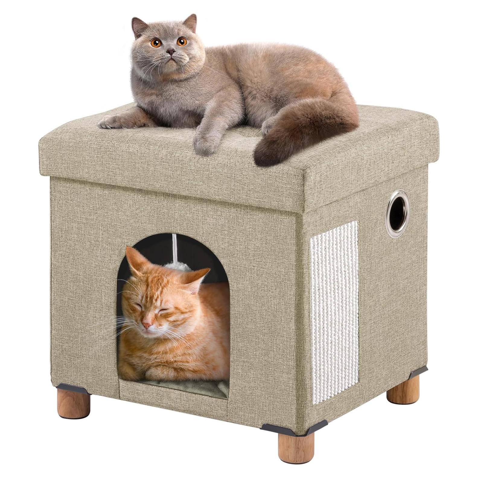 Casa para Gatos Plegable Zhiyaqingmu con Rascador y Pelota 37 cm