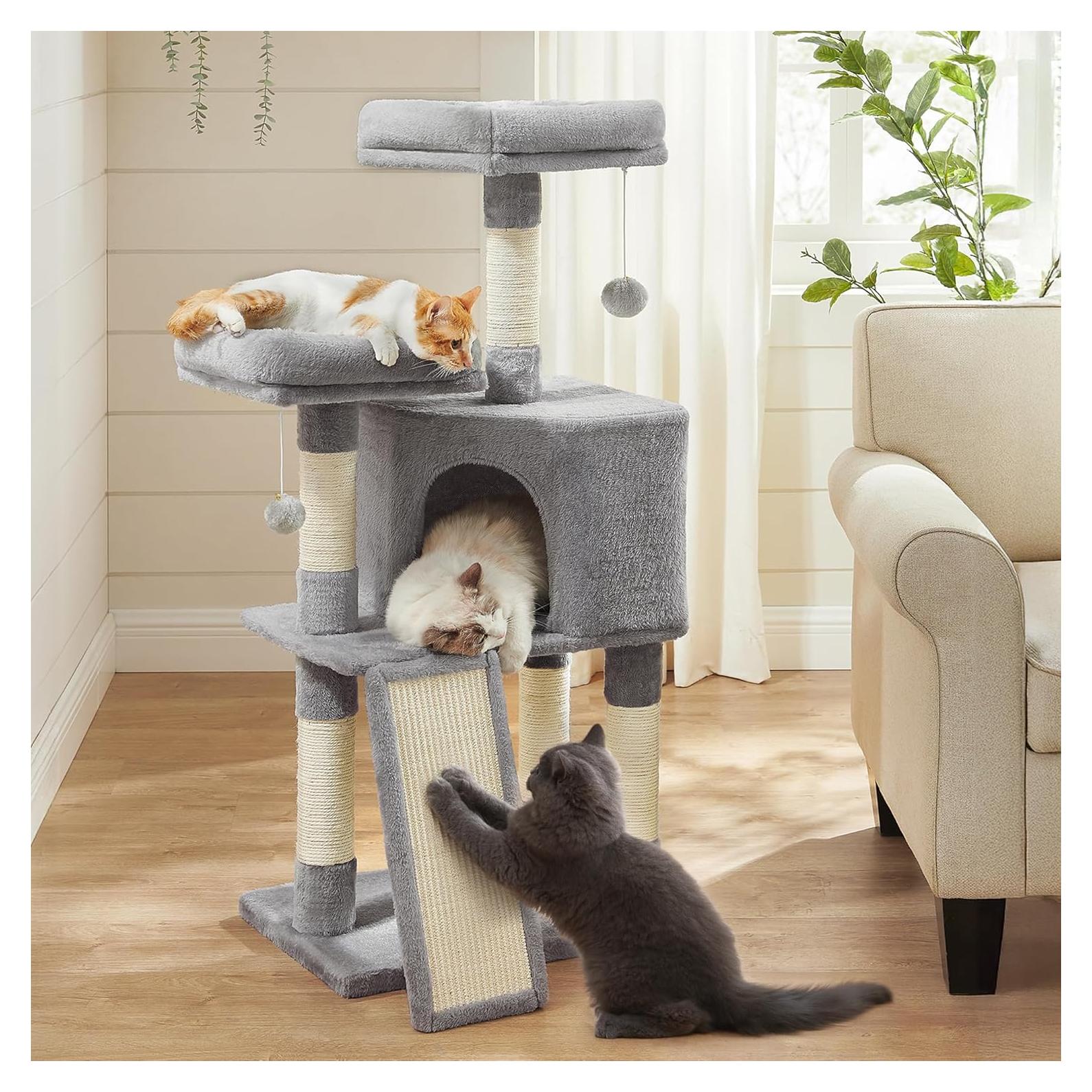 Torre para Gatos Feandrea UPCT141W01, 115 cm, Gris Claro
