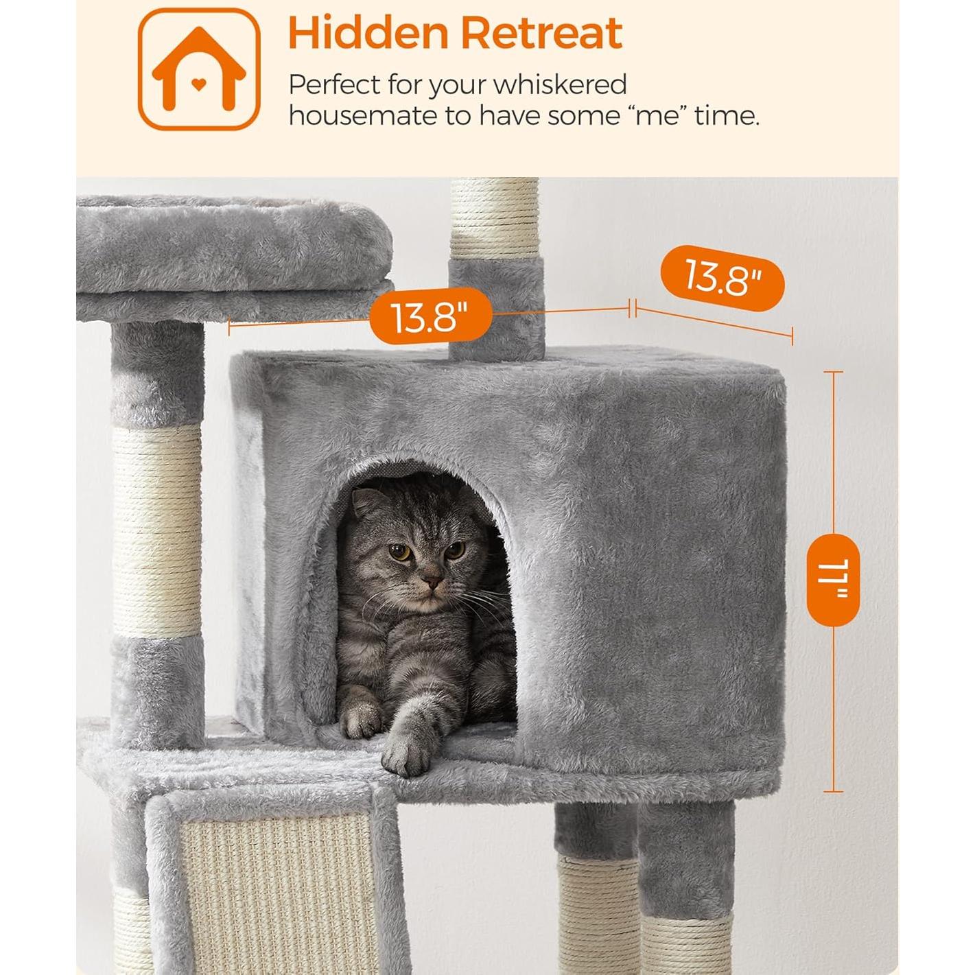 Torre para Gatos Feandrea UPCT141W01, 115 cm, Gris Claro