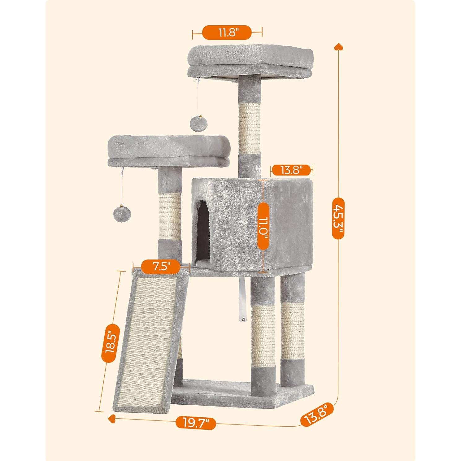 Torre para Gatos Feandrea UPCT141W01, 115 cm, Gris Claro