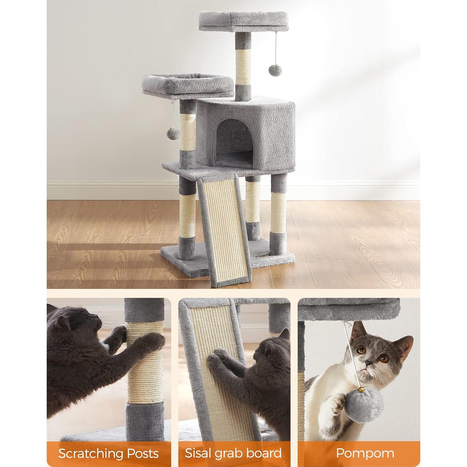 Torre para Gatos Feandrea UPCT141W01, 115 cm, Gris Claro