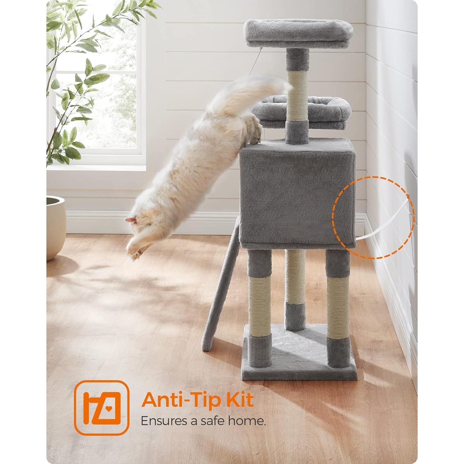 Torre para Gatos Feandrea UPCT141W01, 115 cm, Gris Claro