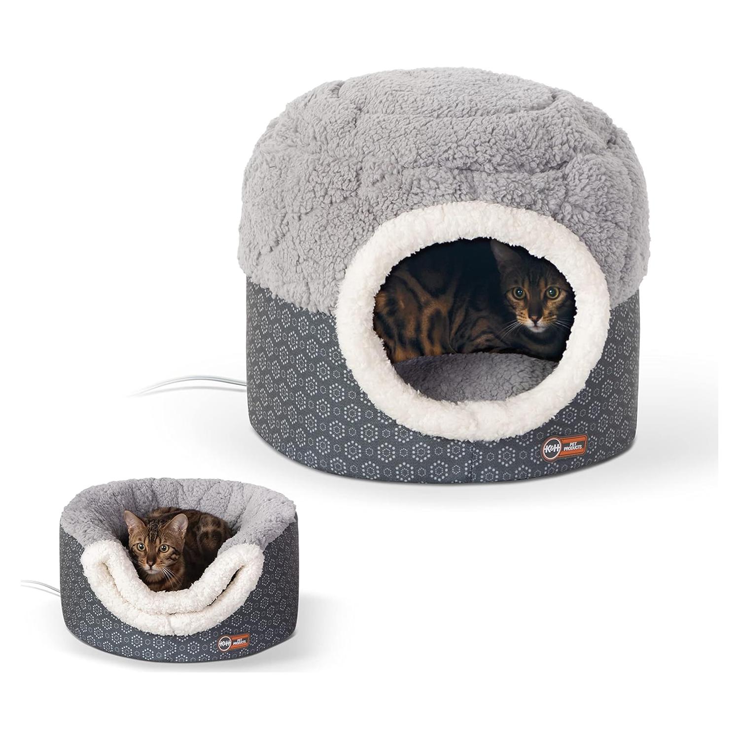 Cama Térmica para Gatos K&H 2-en-1 Lavable 45.72x38.1cm Gris
