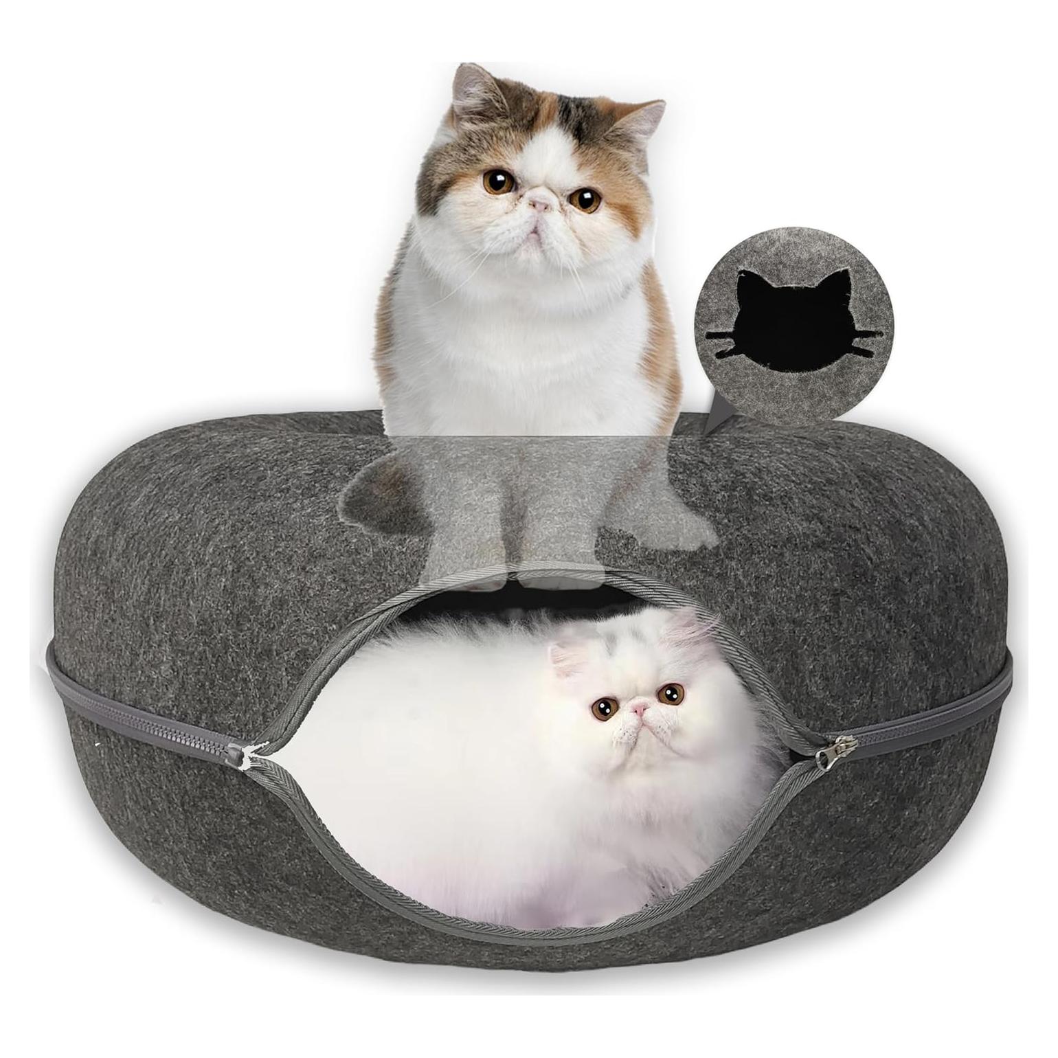 Cueva para Gatos Grande Mrocioa 61 cm Gris Oscuro Interactiva