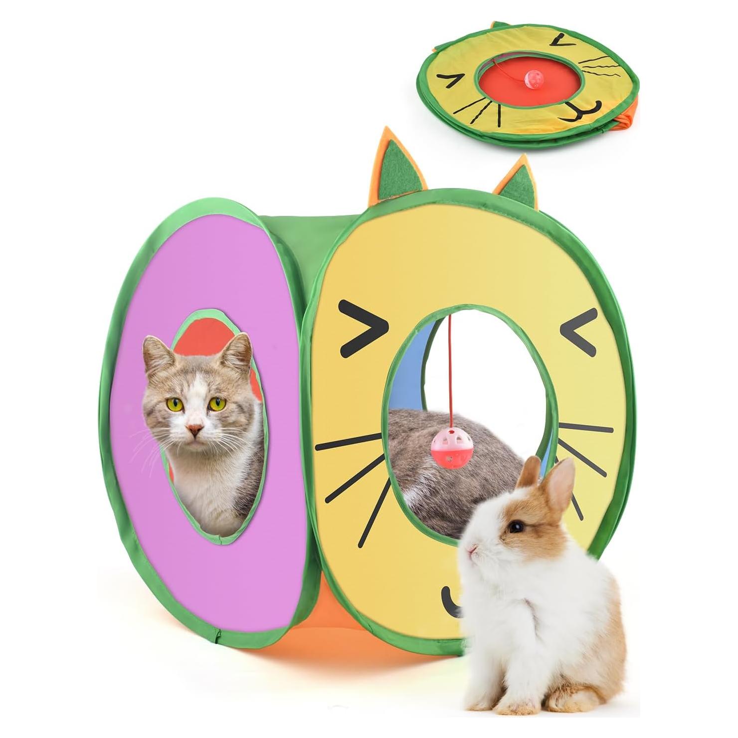 Casa de Juego Plegable para Gatos Bissap - Cubo Pop Up 3 Agujeros