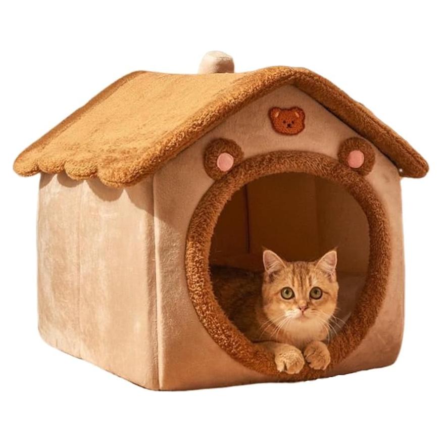 Cama para Gatos KooTeedd, Cueva Suave Marrón S-40 cm