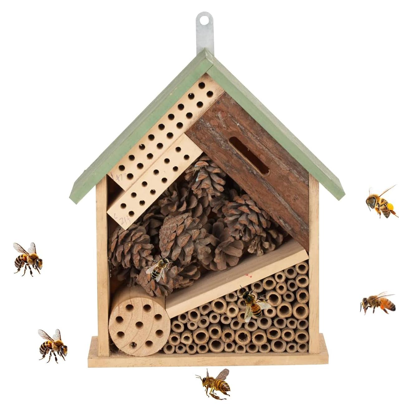 Casa de Insectos Multi Hábitat de Madera 30x26 cm Verde Claro