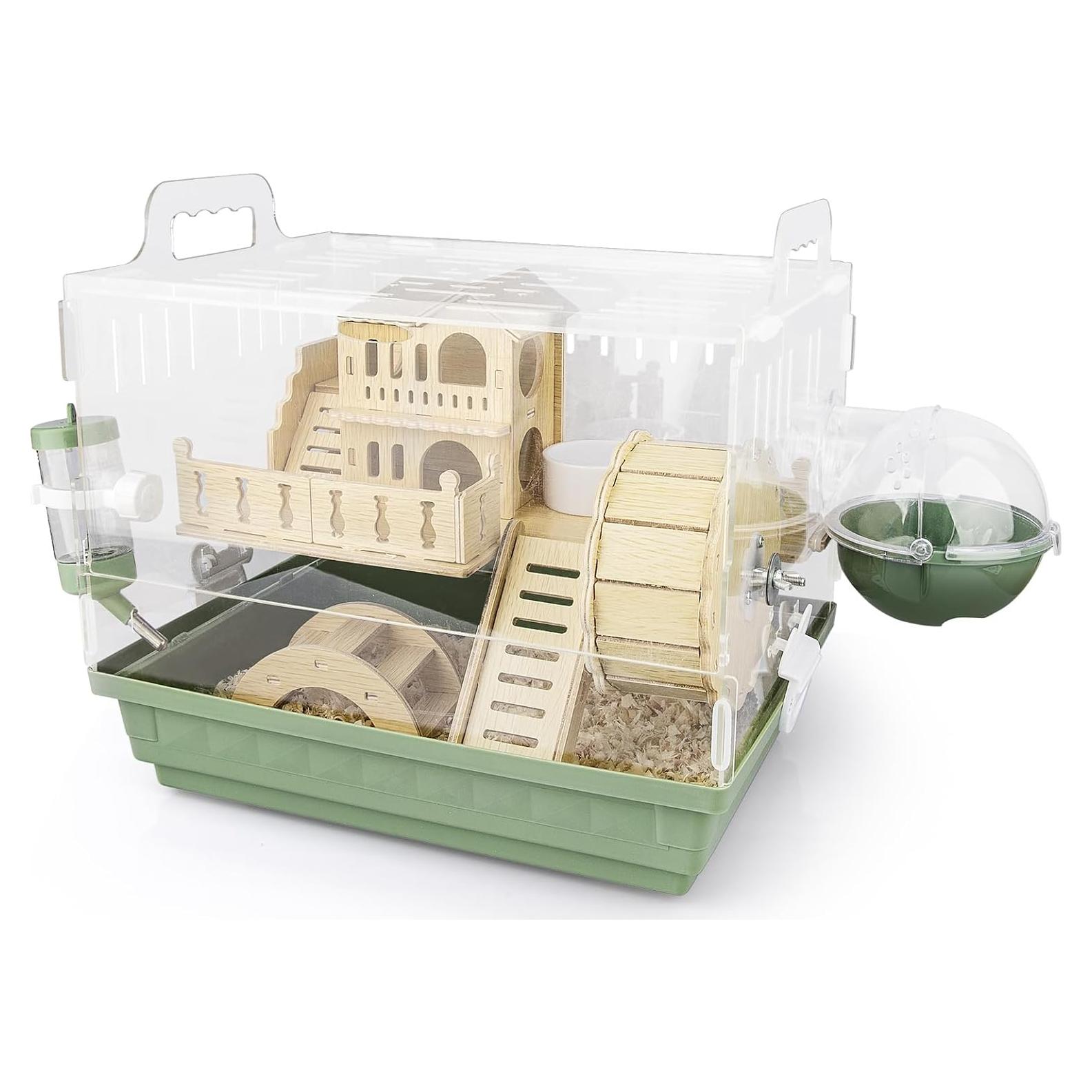 Jaula para Hámster Enano Cycodo 2 Niveles Acrílica Verde 27.94 cm