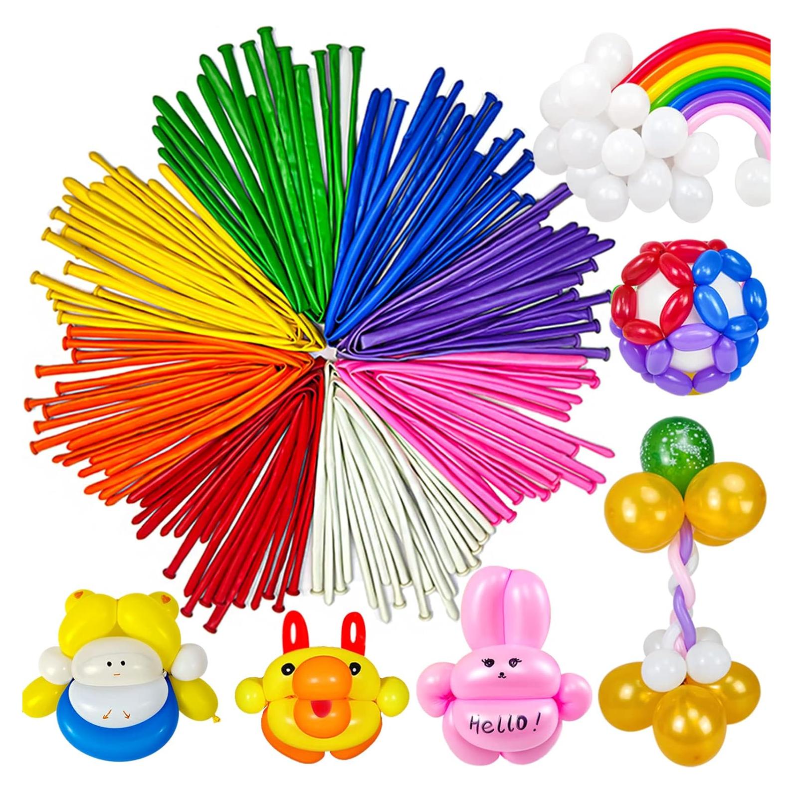 Paquete de 100 Globos Largos para Modelar Animales LXZFCRG