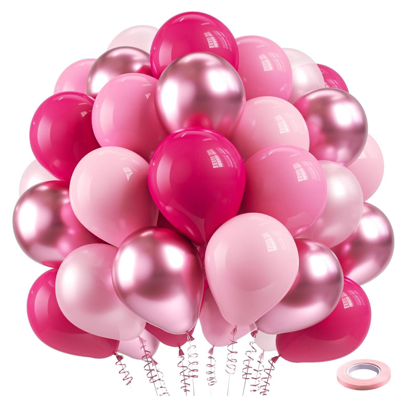 Juego de Globos Rosa Bezente 60pcs 30cm Metálico y Pastel
