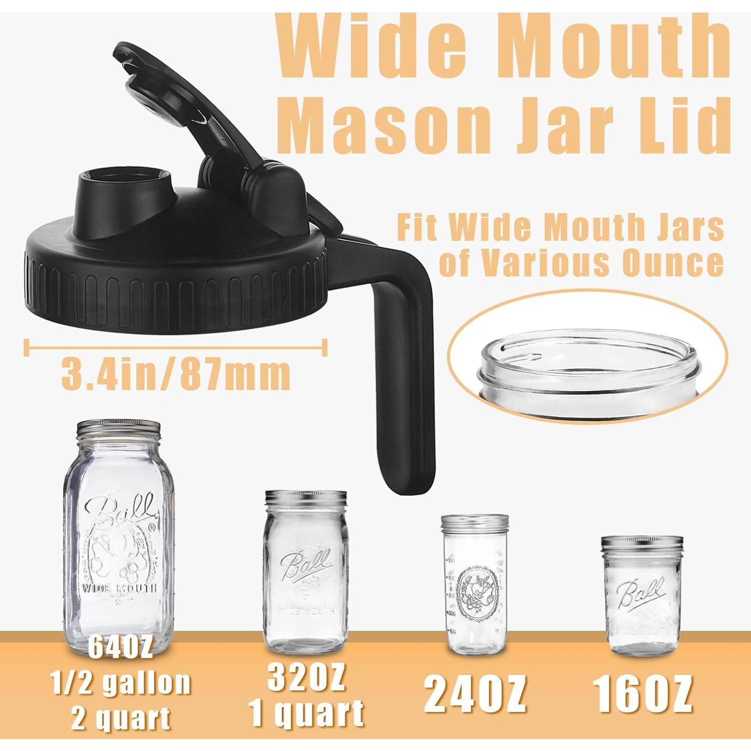 Tapa de vertedor FyndraX para frascos Mason de boca ancha - 2 unidades