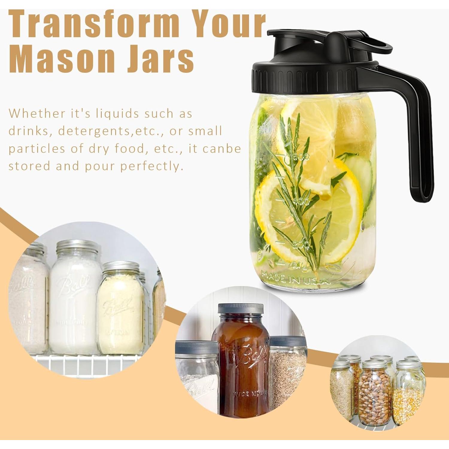 Tapa de vertedor FyndraX para frascos Mason de boca ancha - 2 unidades