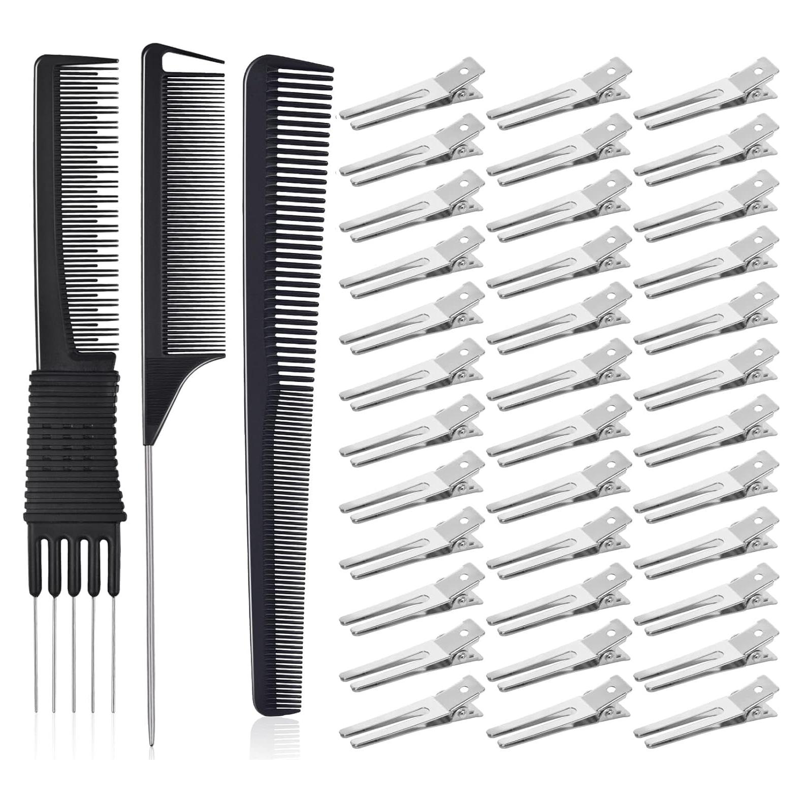 50 Clips de Cabello de Metal IKOCO + 3 Peines de Estilo