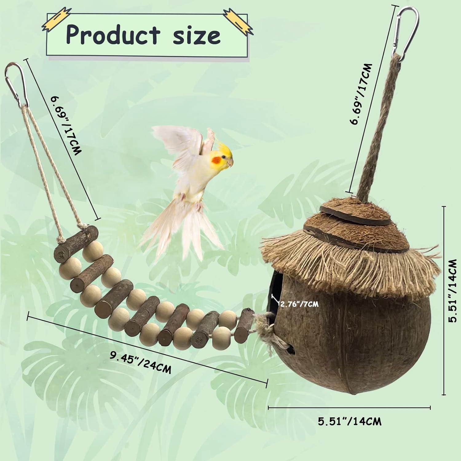 Casa para pájaros colgante Tfwadmx con escalera de coco 20cm