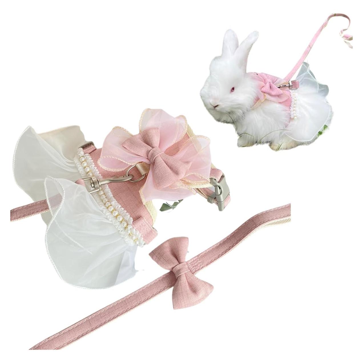 Arnés y Correa para Conejos Copfeu Rosa Malla Transpirable