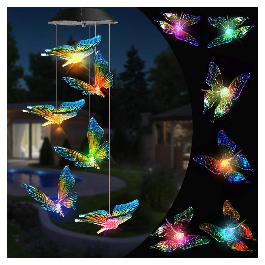 Campana de Viento Solar Toodour Mariposa LED Color Cambiante