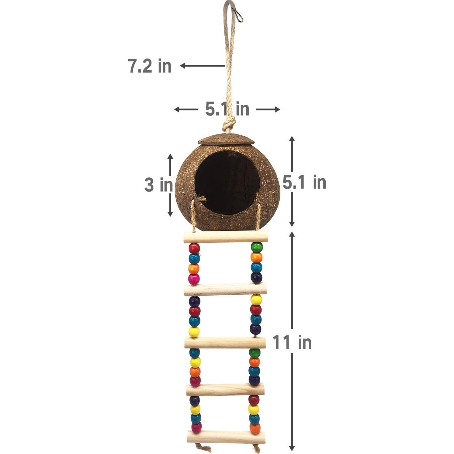 Casa de Pájaro de Coco Eeaivnm con Escalera 12.95 cm