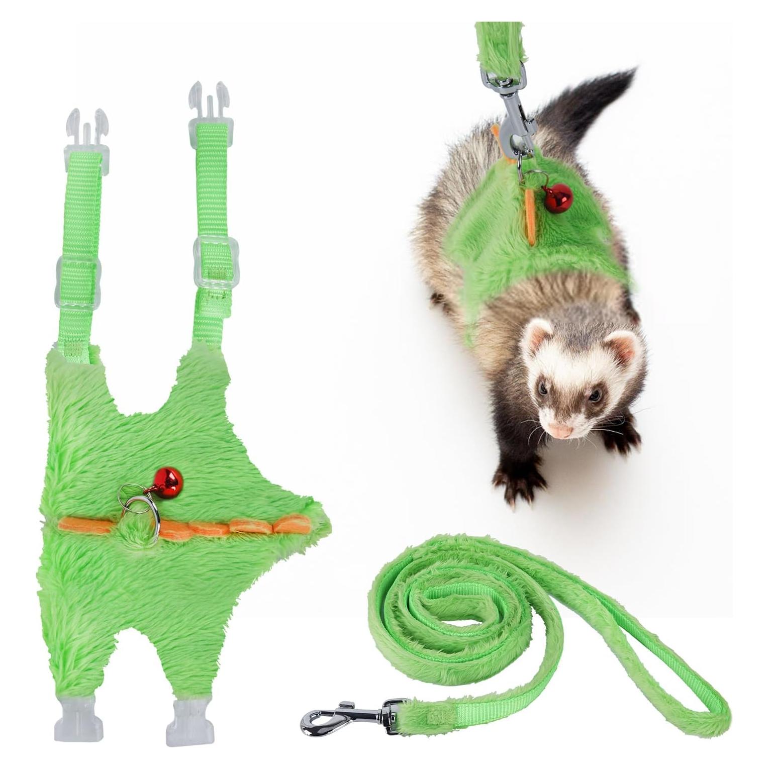 Arnés y Correa para Hurones ChengFu Verde Dinosaurio 6-9 cm