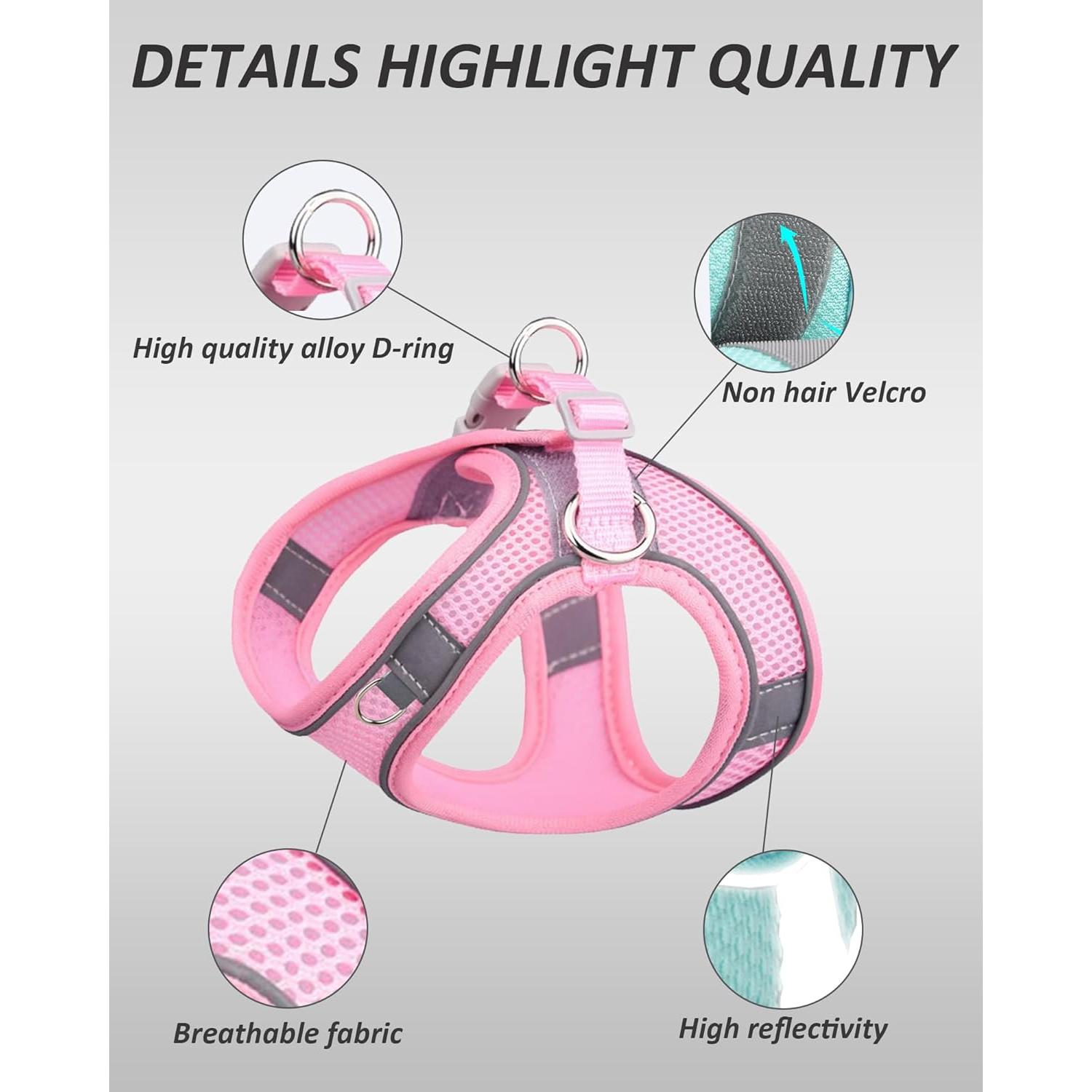 Arnés para Perros Solmoony XS Rosa Sin Tirar Malla Transpirable