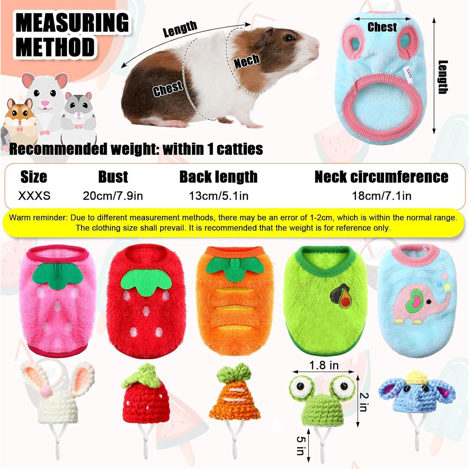 Juego de Ropa para Cobayas Clysee - 10 Piezas Mini Disfraces