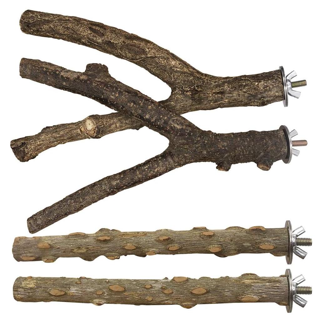 Perchas para Aves de Madera Natural LIMIO 4 PCS Antideslizantes