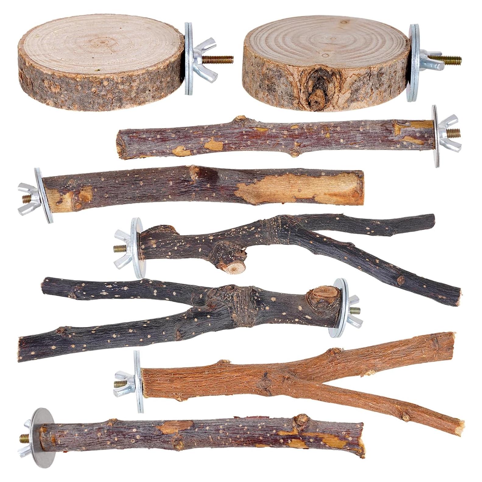 Percha para Aves Libiline de Madera Natural 8 Piezas 15cm