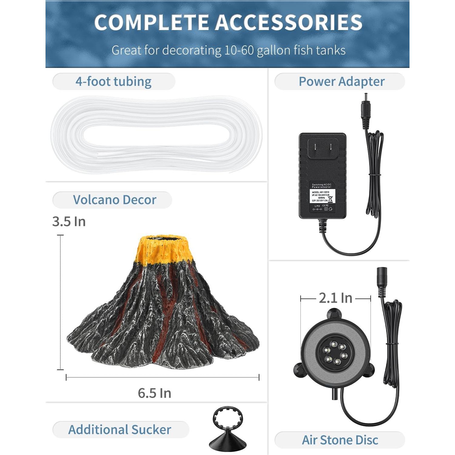 Adorno Volcán Acuario Uniclife con Luz LED y Burbujeador