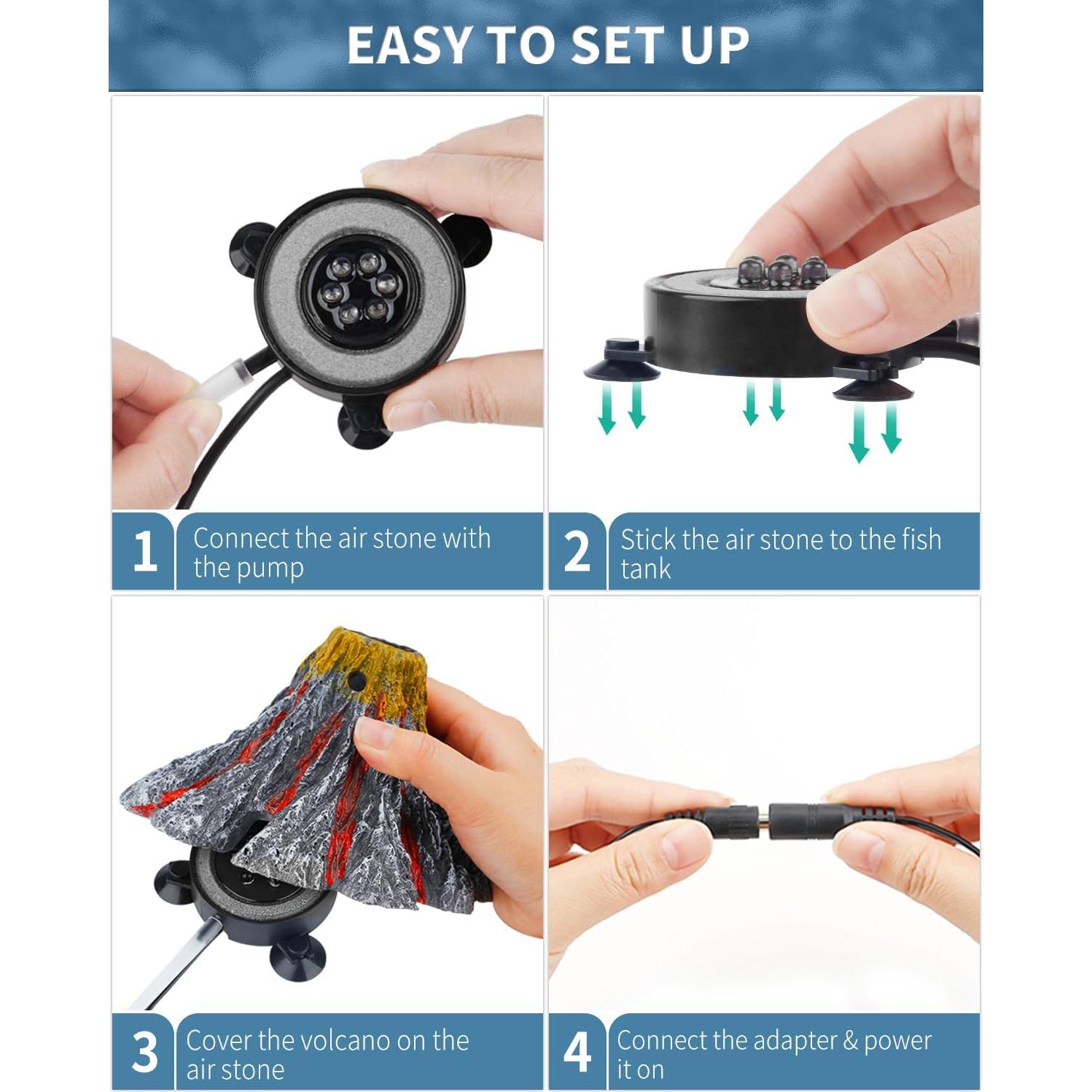 Adorno Volcán Acuario Uniclife con Luz LED y Burbujeador