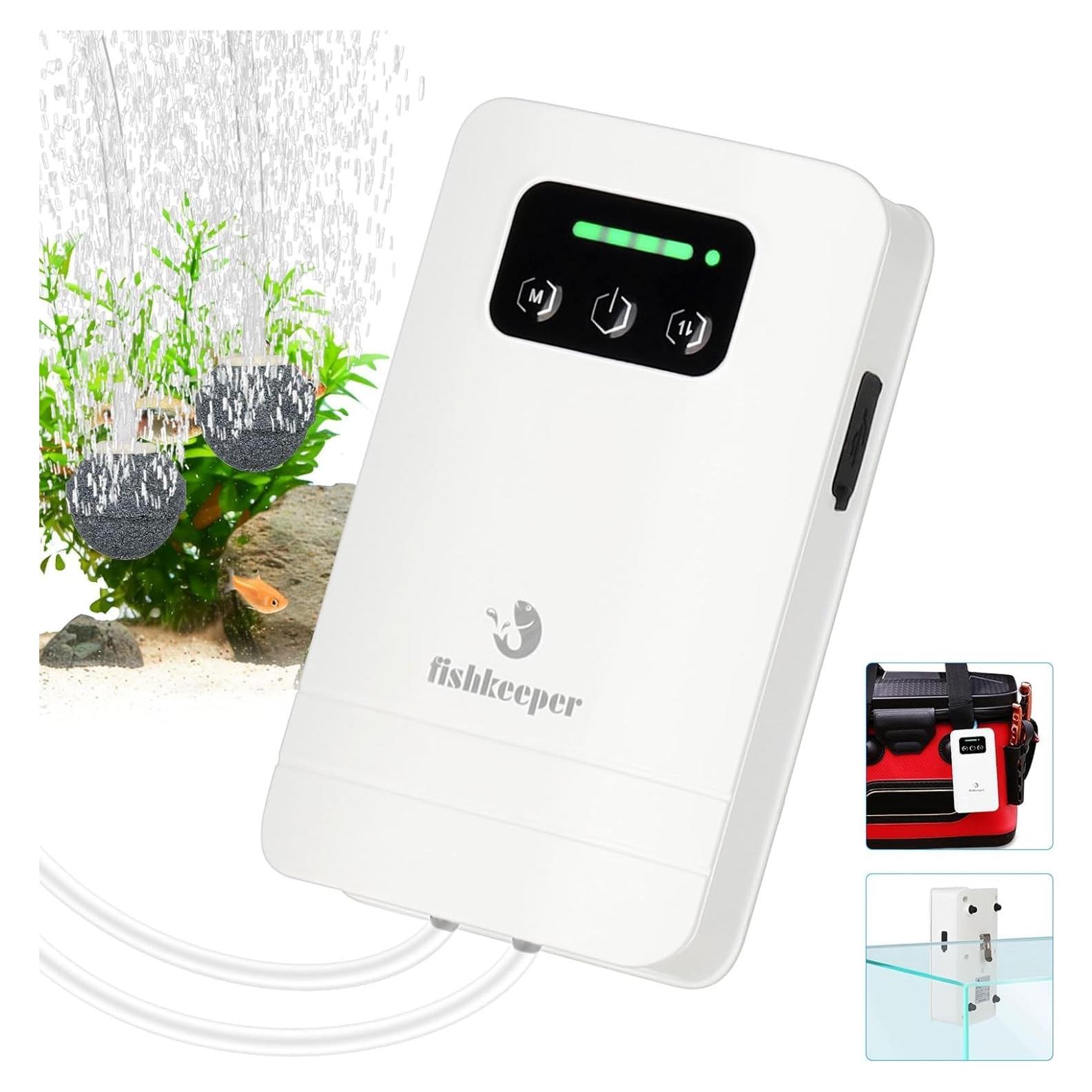 Bomba de aire para acuario Fishkeeper 4W 2600mAh USB 19-473L