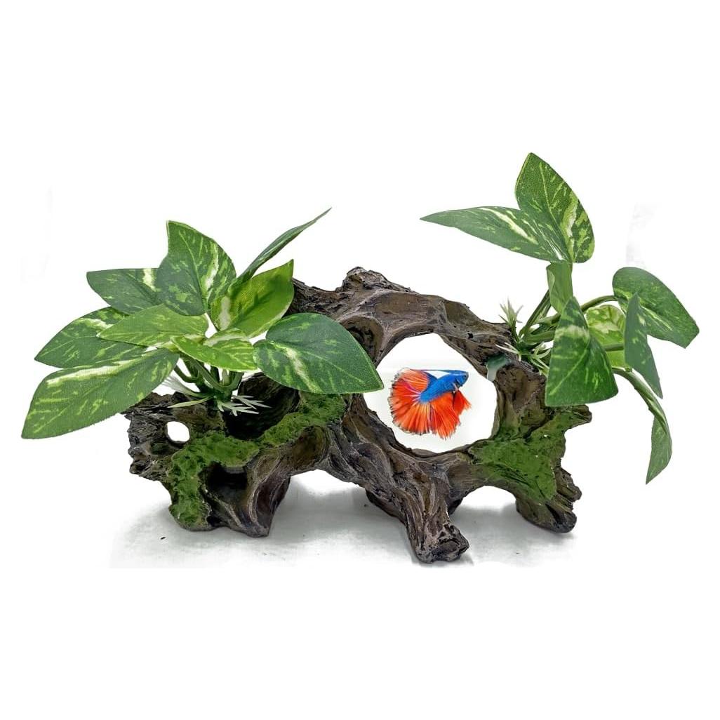 Decoración de Acuario para Betta - Madera y Plantas Simuladas