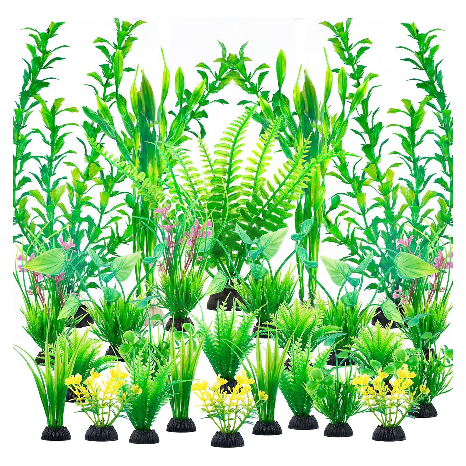 Plantas Plásticas para Acuario Ameliade 26 Piezas Verde