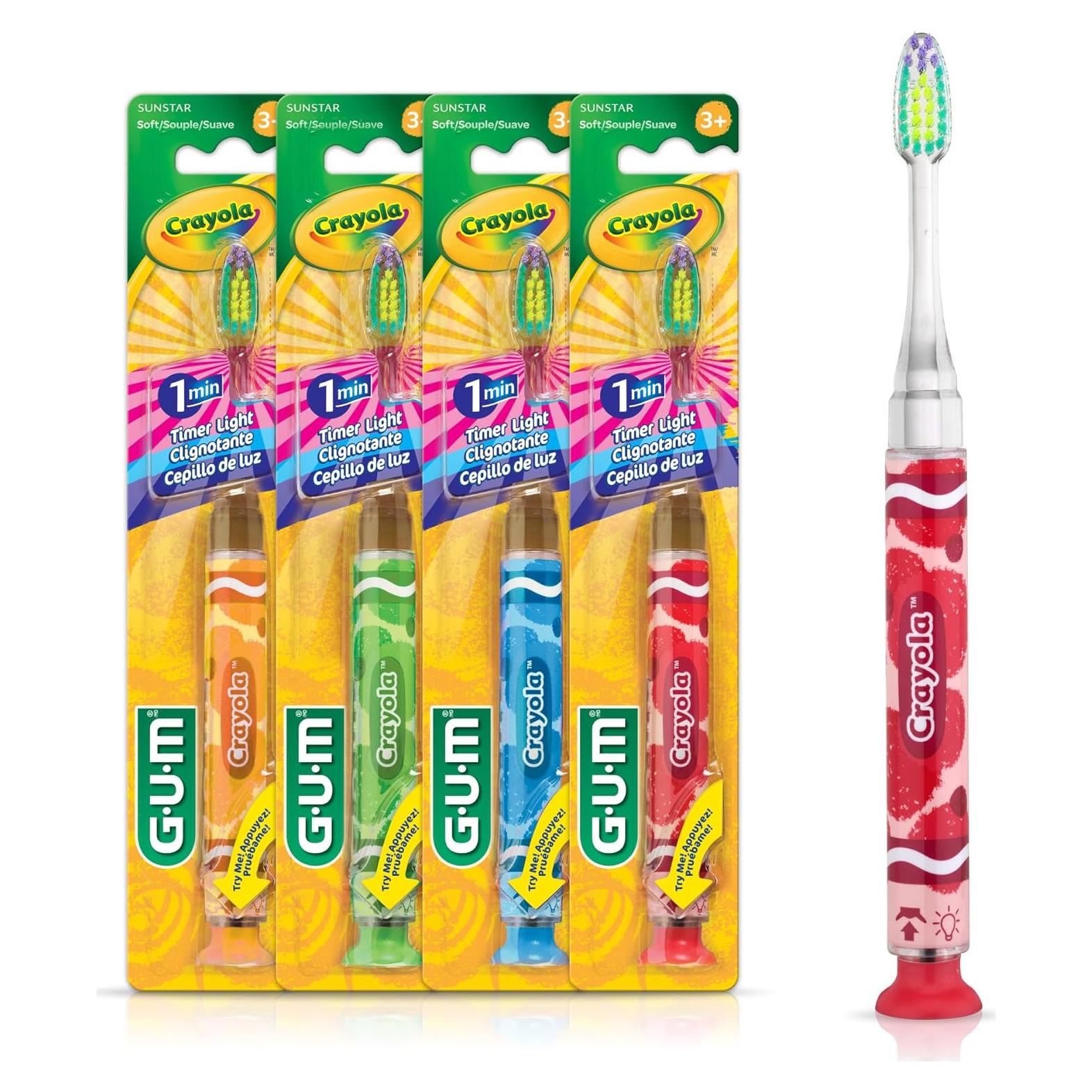 Cepillo de dientes GUM Crayola Timer Light para niños 4pk