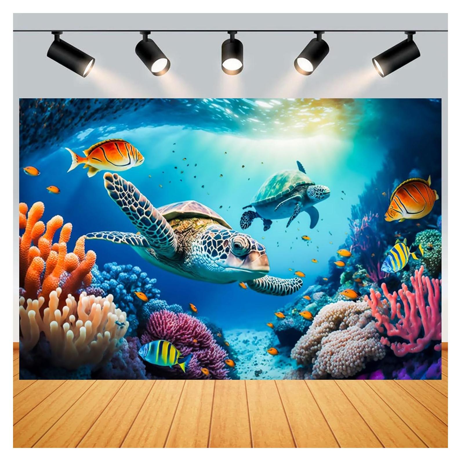 Fondo de Fotografía Submarino Yeele 2.5x1.8m Tortugas Marinas