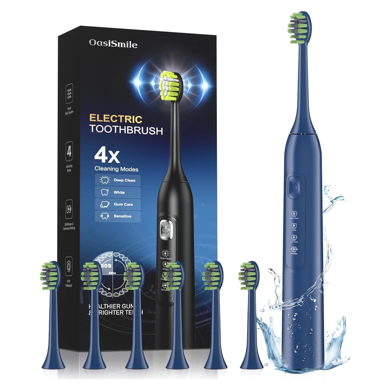 Cepillo de Dientes Eléctrico OasiSmile Y05 Azul 42000 VPM 6 Cabezas