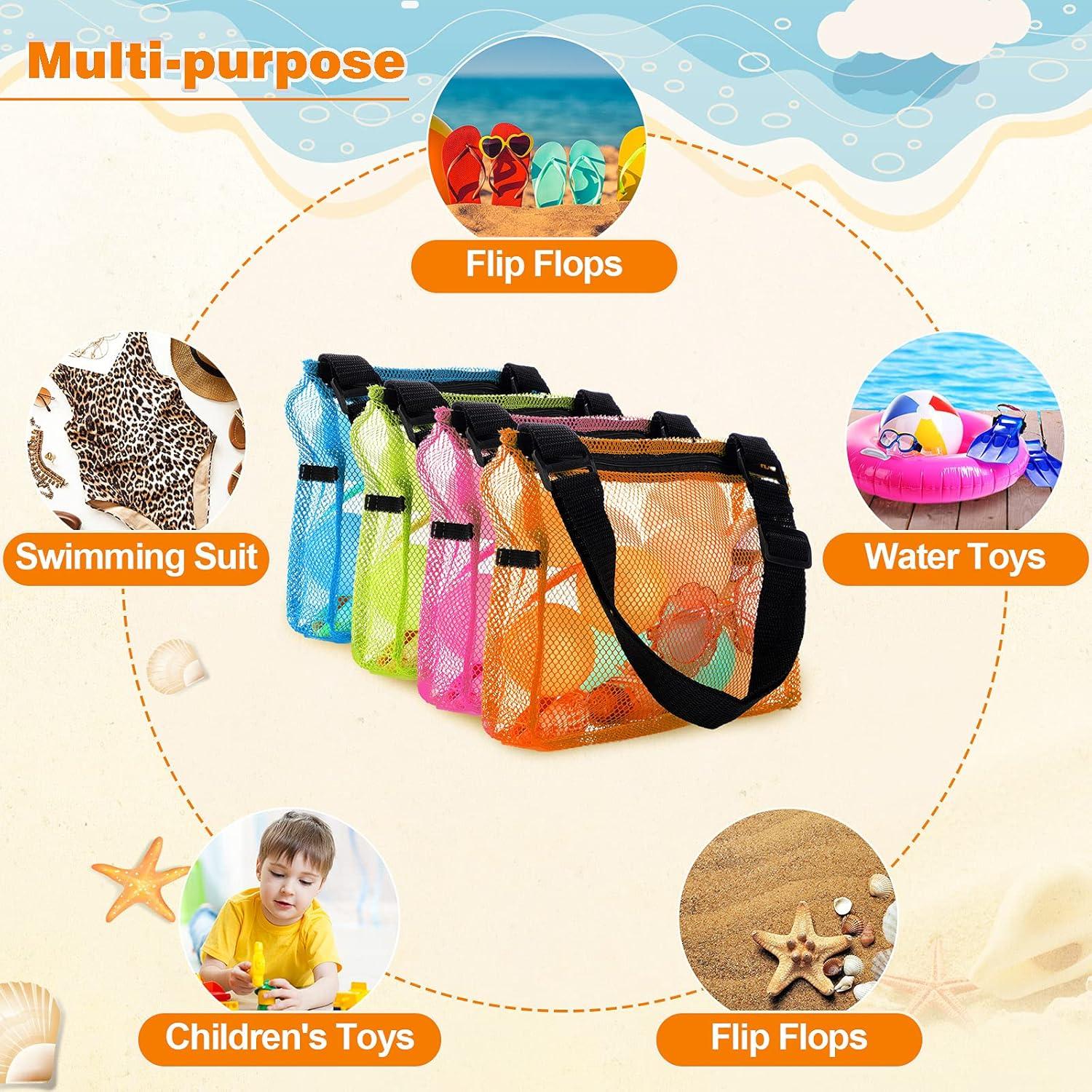 Bolsa de Playa de Malla Sumind 4 Piezas 24x20 cm Colores