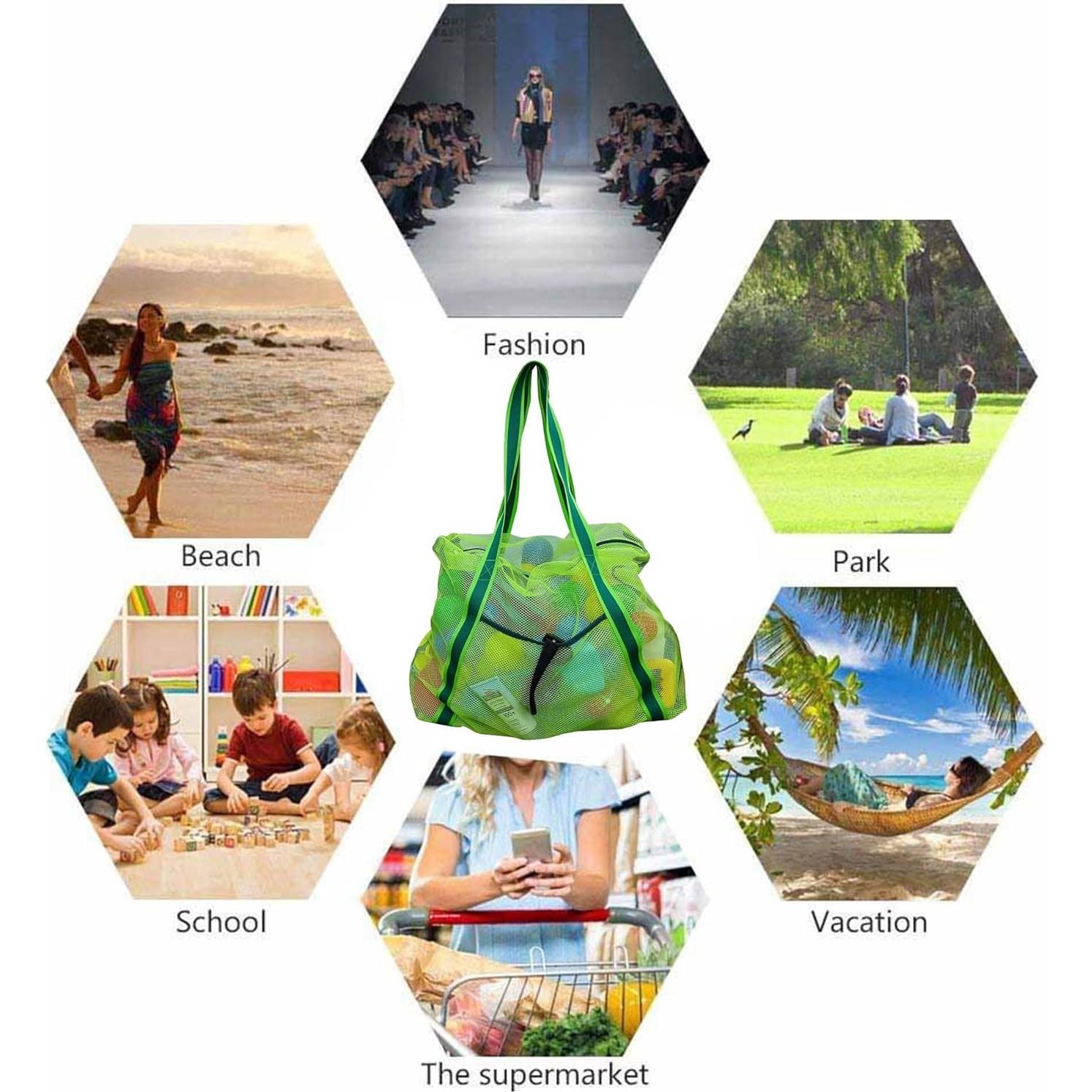 Bolsa de Playa Leberna Verde con Cremallera 40x20x55 cm