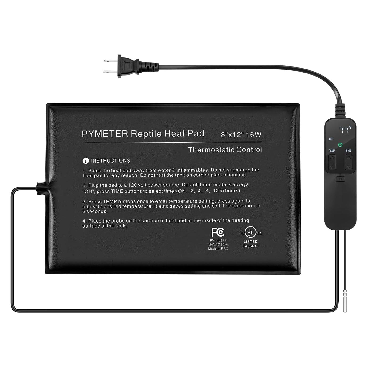 Almohadilla de Calentamiento para Reptiles Pymeter 20x30 cm con Termostato PID