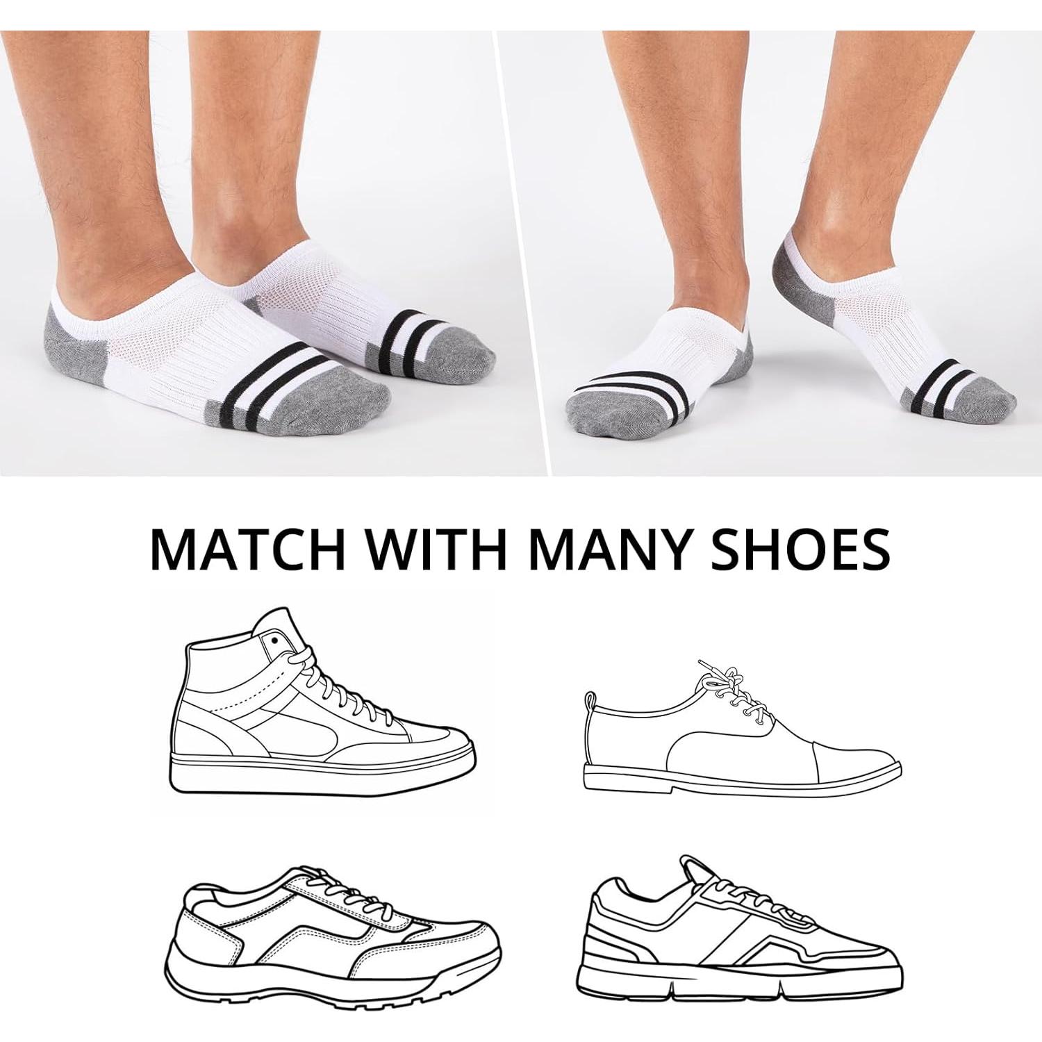 Calcetines Invisibles Heatuff para Hombre - 8 Pares Antideslizantes