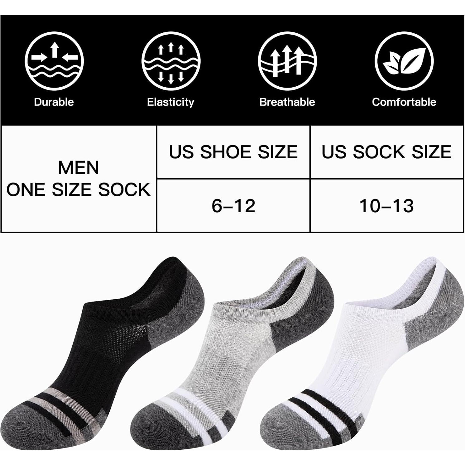 Calcetines Invisibles Heatuff para Hombre - 8 Pares Antideslizantes