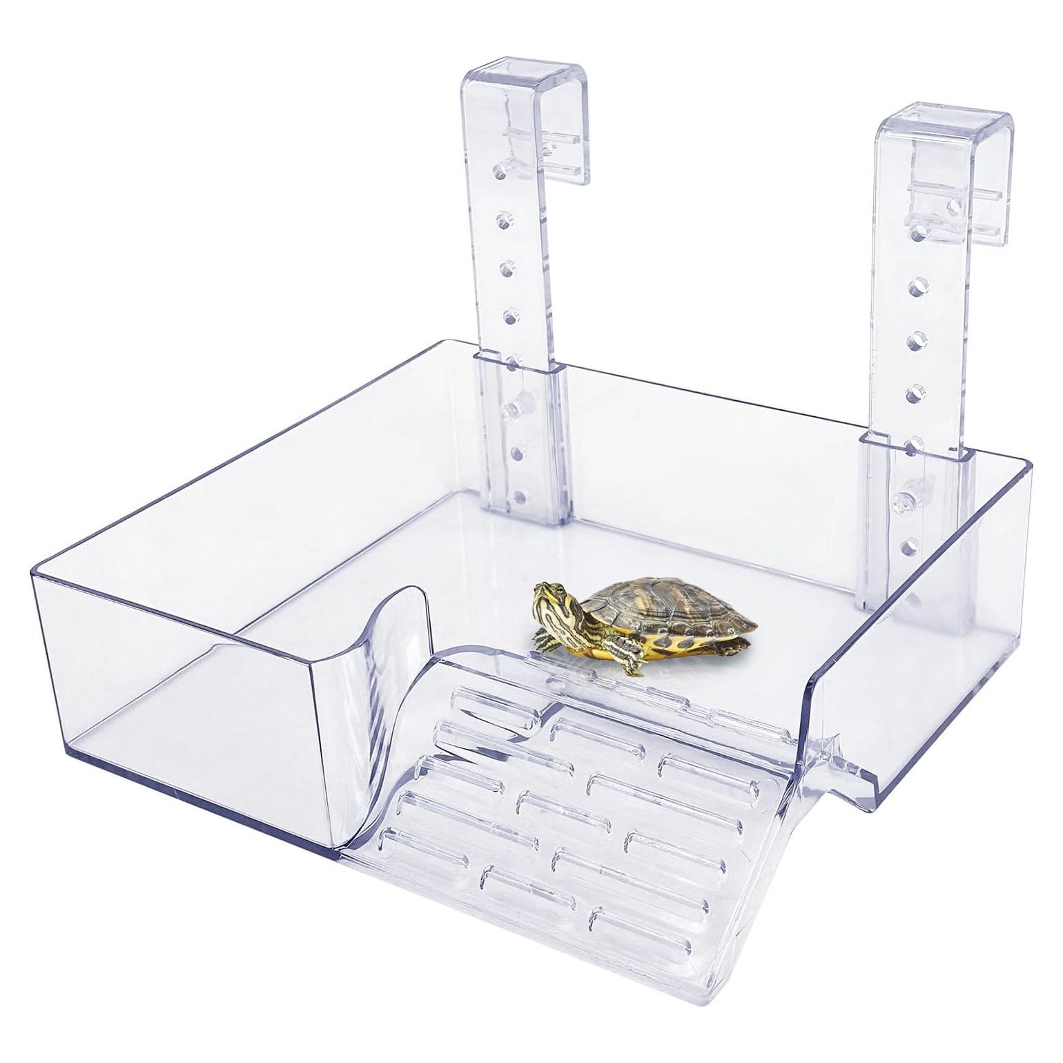 Plataforma de Sol para Tortugas PINVNBY Mediana Acrílico Transparente