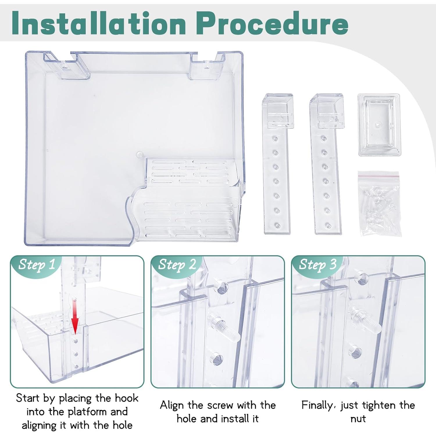 Plataforma de Sol para Tortugas PINVNBY Mediana Acrílico Transparente