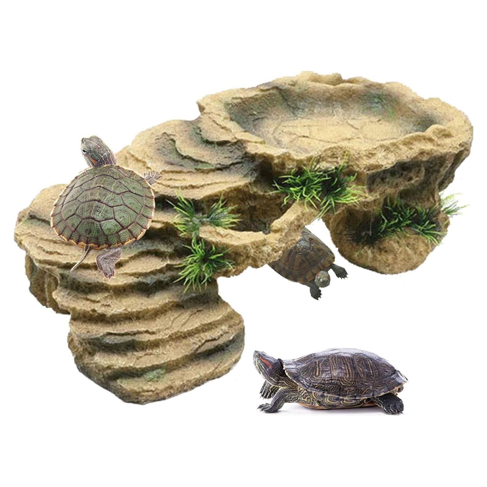 Plataforma de Sol para Tortugas PINVNBY - Roca de Resina 27.5x15.5 cm