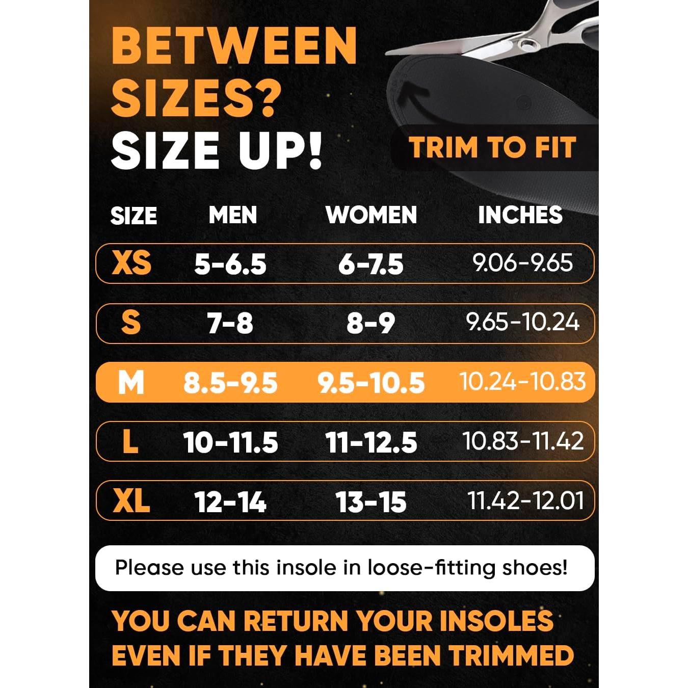 Plantillas Ortopédicas CRUVHEAL Arco Alto para Fascitis Plantar - Negro M