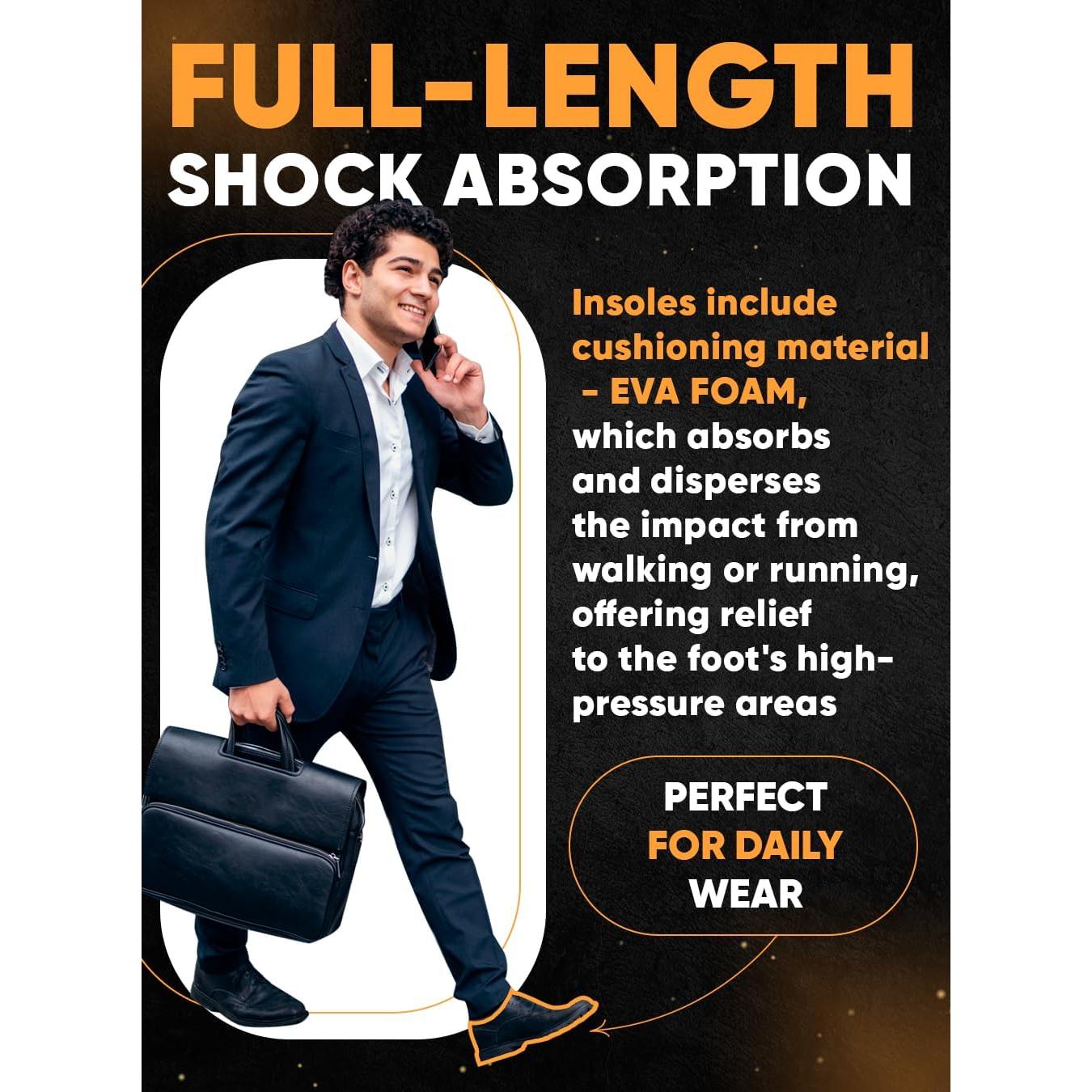 Plantillas Ortopédicas CRUVHEAL Arco Alto para Fascitis Plantar - Negro M