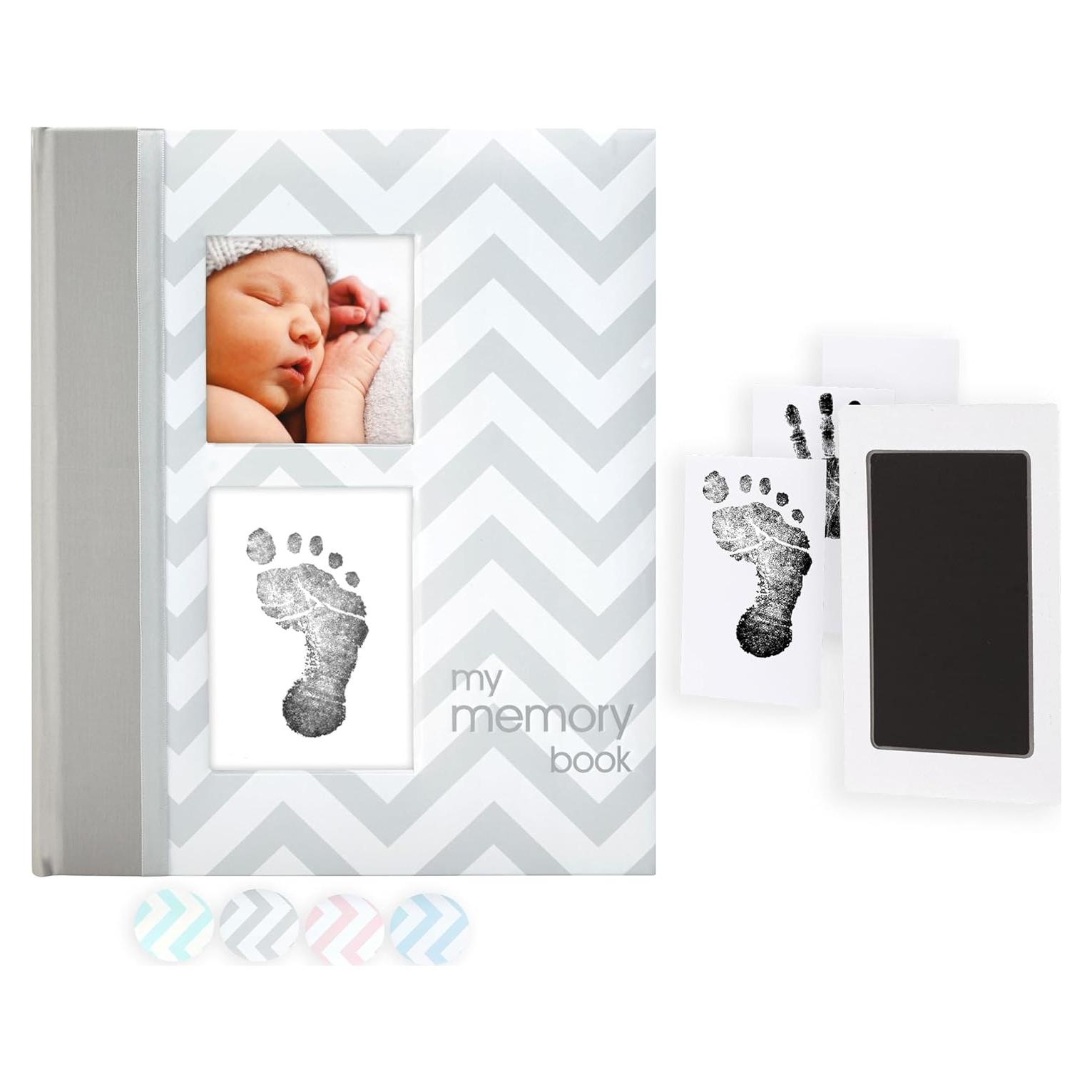Libro de Memorias del Bebé Chevron Pearhead 50 Páginas Gris