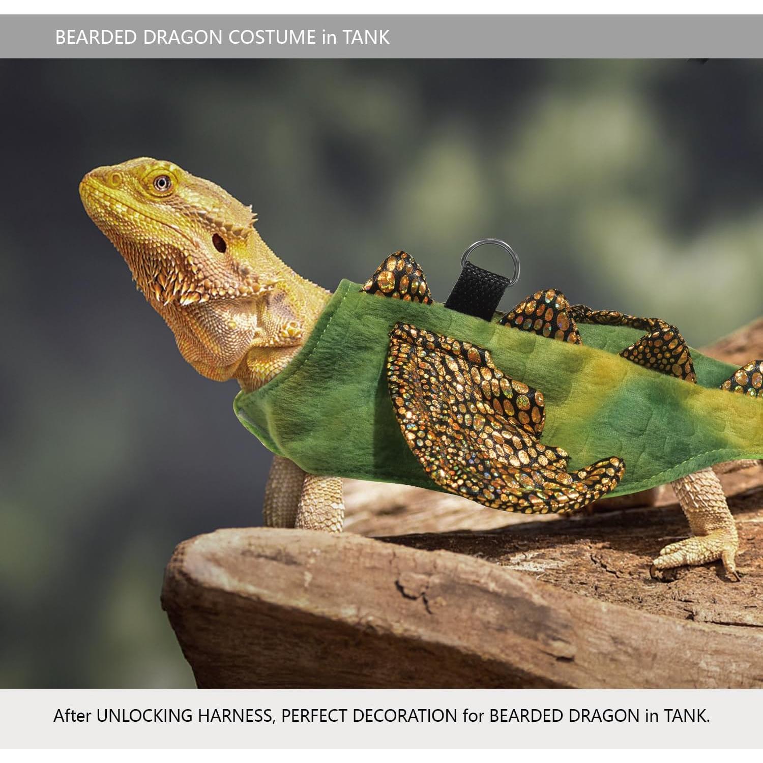 Disfraz Dragón Barbudo Yosadol con Arnés y Transportador Verde