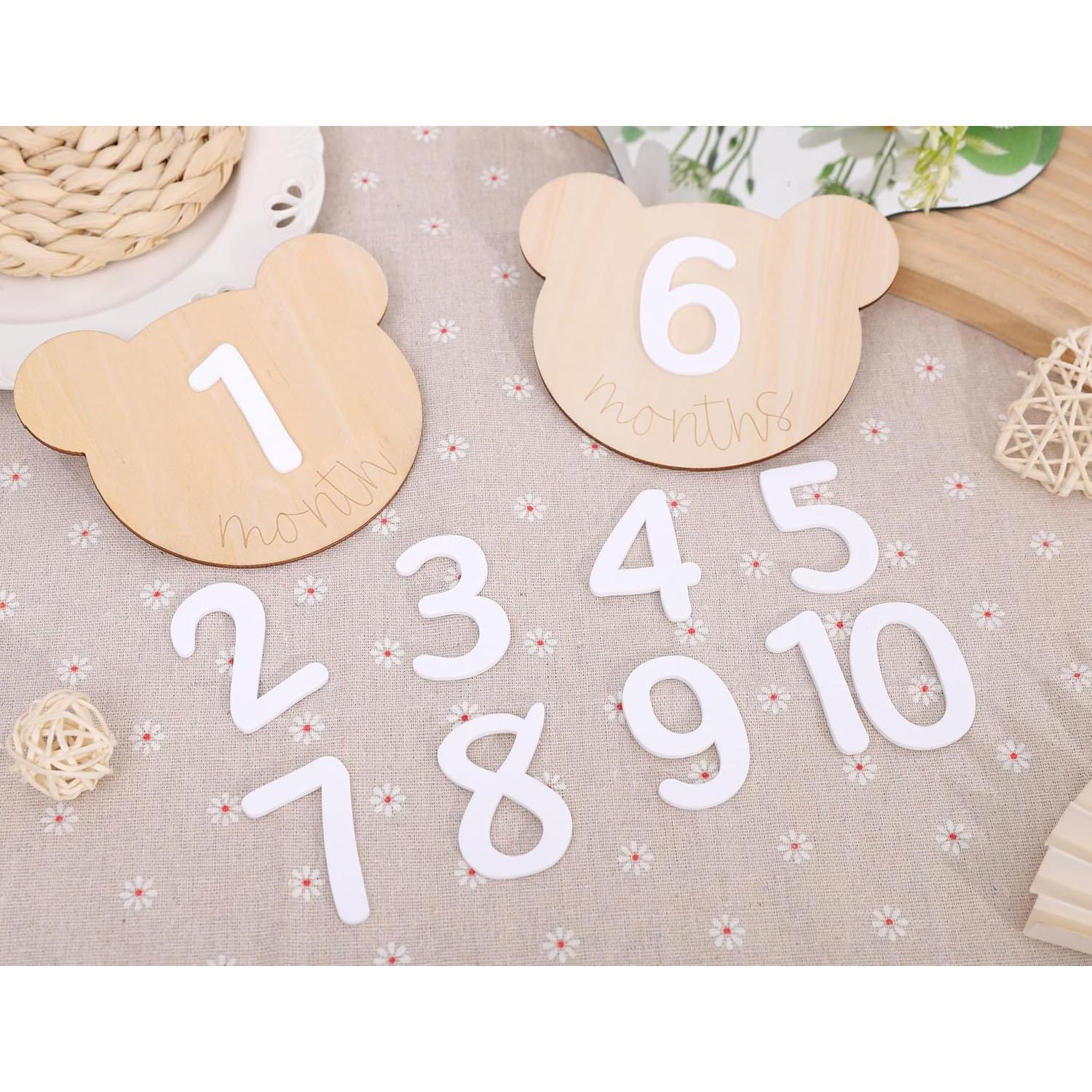 Tarjetas de Hitos Mensuales Osito de Madera 1-12 Meses