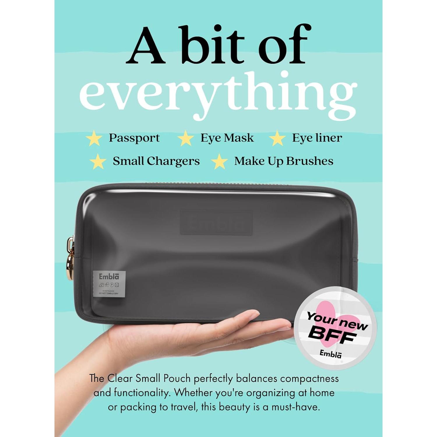 Bolsa de Cosméticos Transparente Embla Pequeña Negra 12.7cm