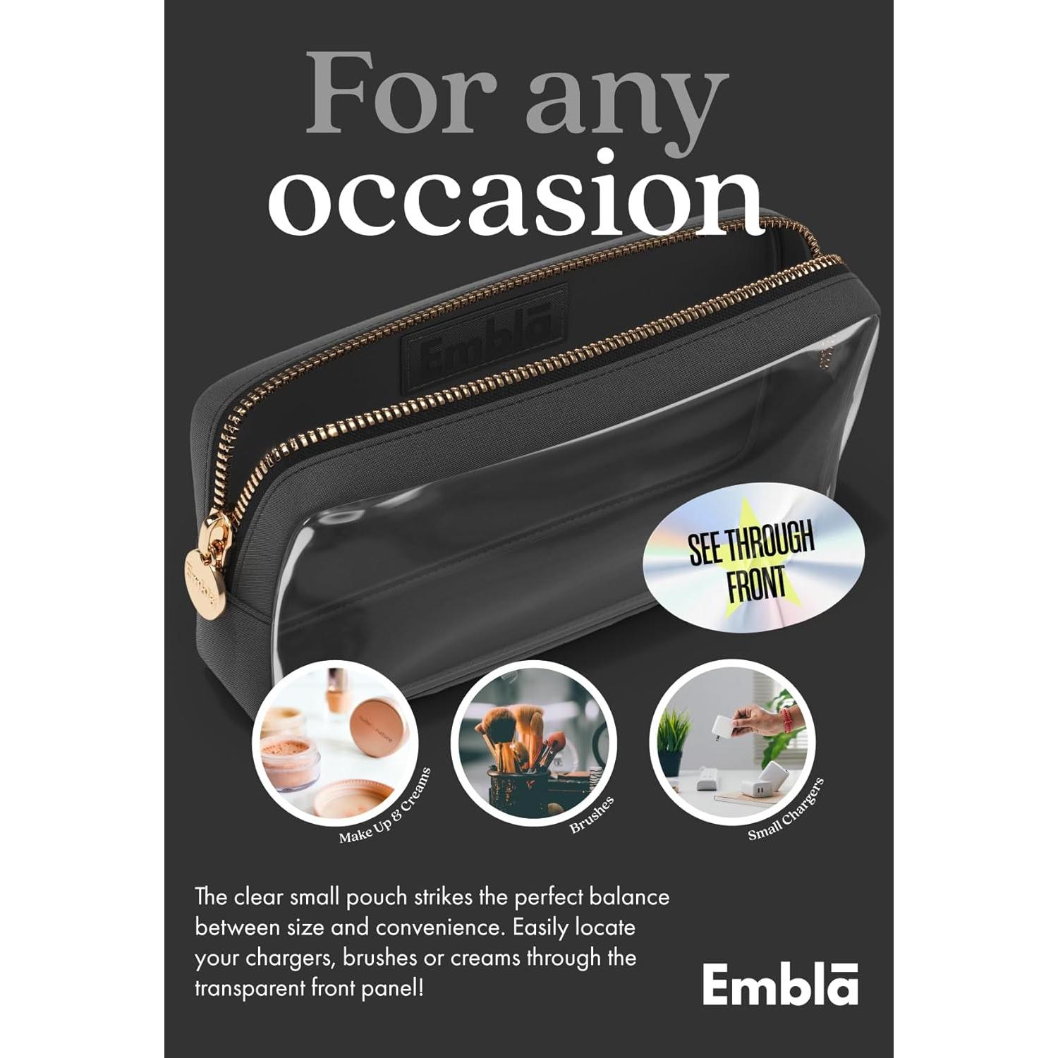 Bolsa de Cosméticos Transparente Embla Pequeña Negra 12.7cm
