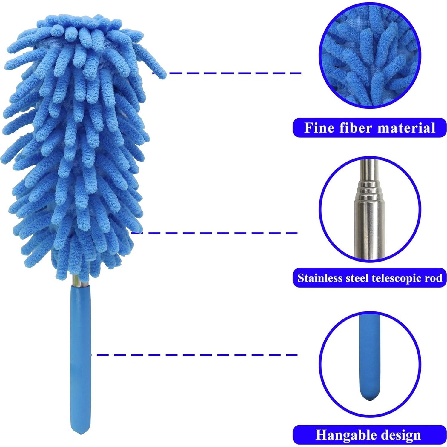 Plumero Telescópico de Microfibra zdyCGTime - 4 Paquete Azul